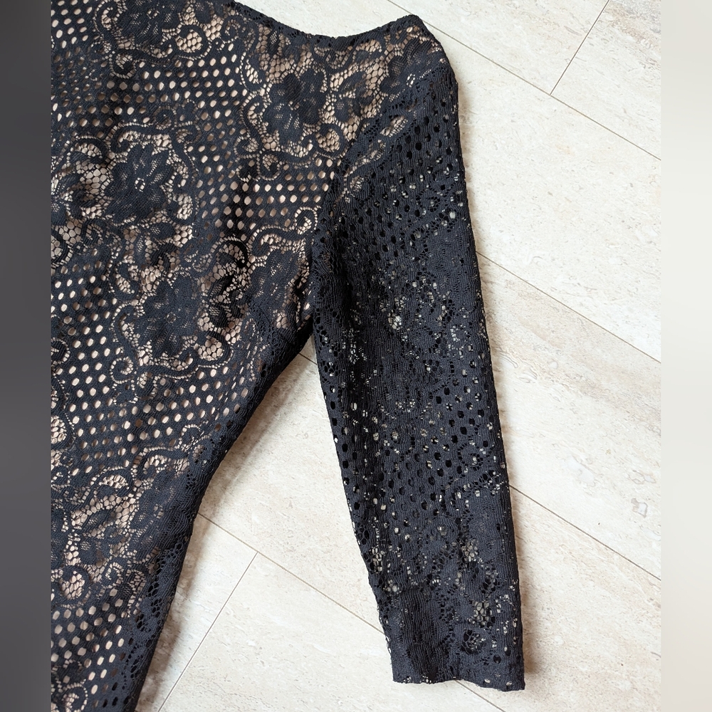 Topshop Black Nude Lace Mini Dress Size 6 - Picture 4 of 8